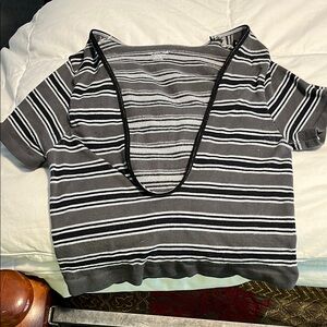 Urban Outfitters Black and White Crop Backless Hoodie